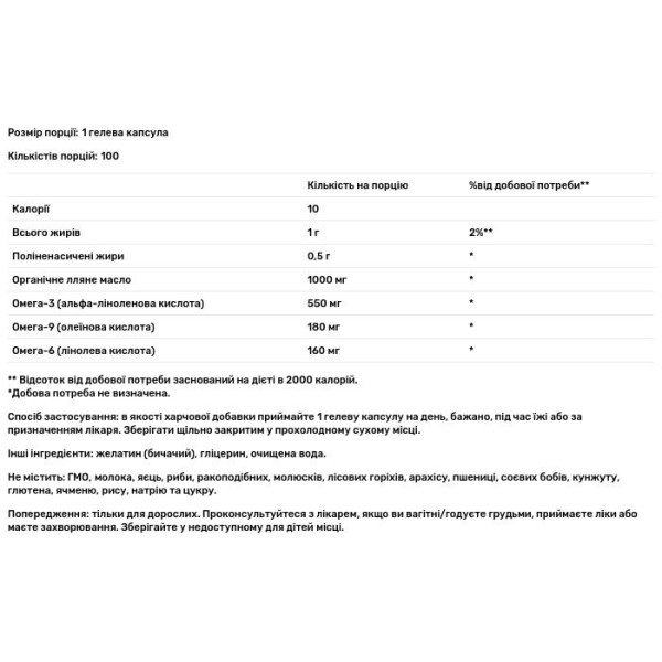 Олія насіння льону, Flax Seed Oil, Bluebonnet Nutrition, 1000 мг, 100 гелевих капсул