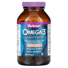 Жир лосося Омега-3, Bluebonnet Nutrition Omega-3 Salmon Oil, 1000 мг, 180 капсул