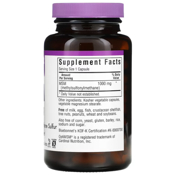 МСМ, MSM, Bluebonnet Nutrition, 1000 мг, 120 капсул