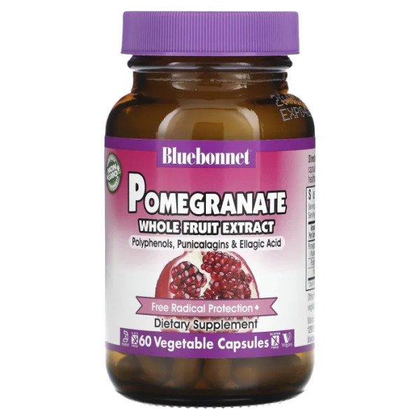 Екстракт плодів граната, Pomegranate Whole Fruit Extract, Bluebonnet Nutrition, Super Fruit, 60 капсул