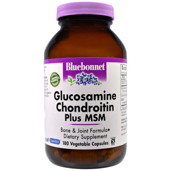 Глюкозамін хондроїтин МСМ, Glucosamine Chondroitin MSM, Bluebonnet Nutrition, 180 капсул