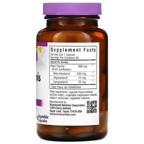 Фитостеролы, Plant Sterols, Bluebonnet Nutrition, 500 мг, 90 капсул