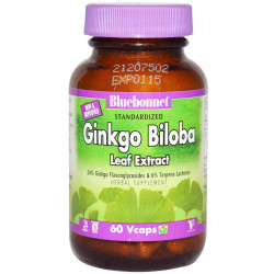 Гінкго білоба, Bluebonnet Nutrition Ginkgo Biloba, стандартизований екстракт, 60 капсул