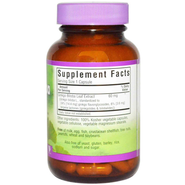 Гінкго білоба, Ginkgo Biloba, Bluebonnet Nutrition, стандартизований екстракт, 60 капсул