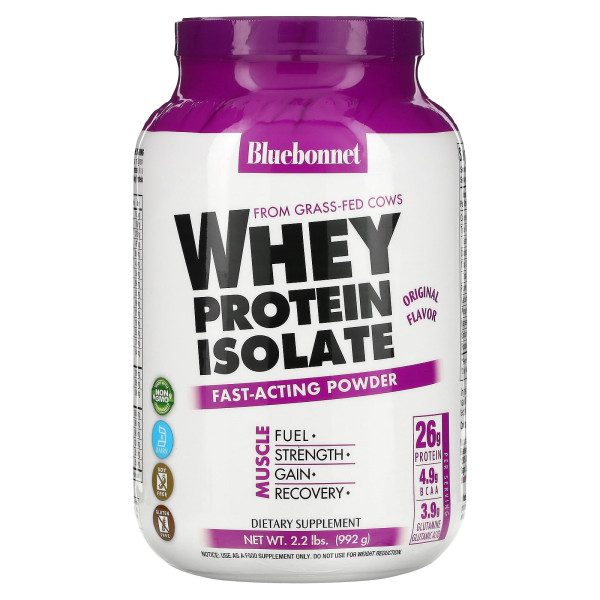Сироватковий протеїн ізолят, Whey Protein Isolate, Bluebonnet Nutrition, оригінал, 992 г