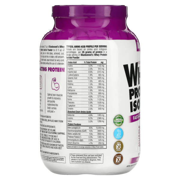 Сироватковий протеїн ізолят, Whey Protein Isolate, Bluebonnet Nutrition, оригінал, 992 г