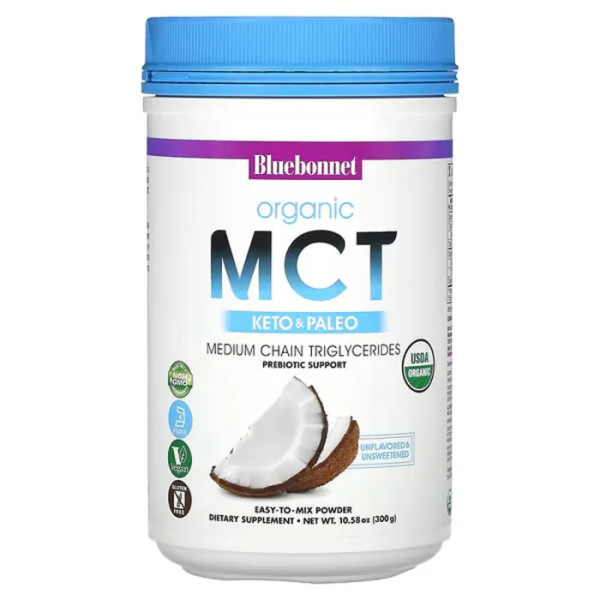 МСТ, Organic MCT Powder, Bluebonnet Nutrition, органічний порошок, без смаку, 300 г