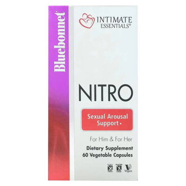 Нітро, інтимні товари, для нього та для неї, Nitro, For Him & For Her, Bluebonnet Nutrition, Intimate Essentials, 60 рослинних капсул