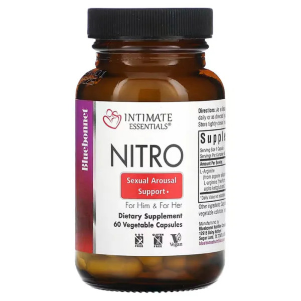 Нітро, інтимні товари, для нього та для неї, Nitro, For Him & For Her, Bluebonnet Nutrition, Intimate Essentials, 60 рослинних капсул