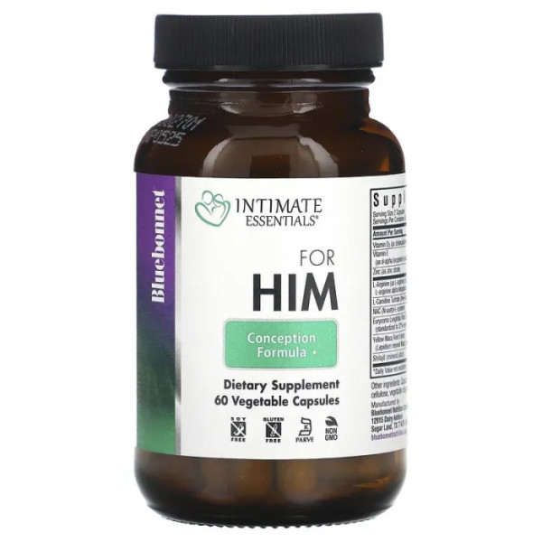Формула зачаття для чоловіків, інтимні товари, For Him, Conception Formula, Bluebonnet Nutrition, Intimates Essentials, 60 рослинних капсул