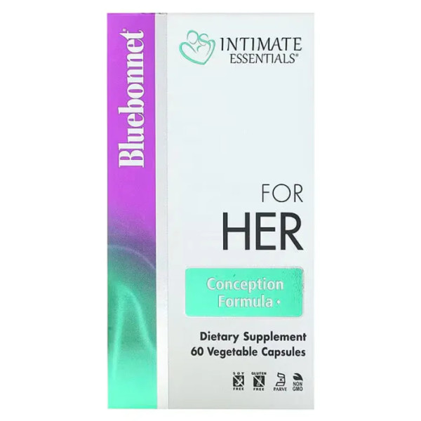 Формула зачаття для жінок, інтимні товари, For Her, Conception Formula, Bluebonnet Nutrition, Intimates Essentials, 60 рослинних капсул