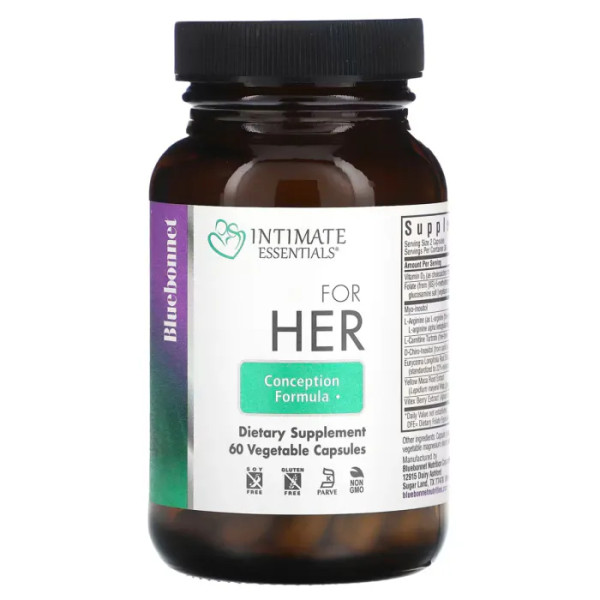 Формула зачаття для жінок, інтимні товари, For Her, Conception Formula, Bluebonnet Nutrition, Intimates Essentials, 60 рослинних капсул
