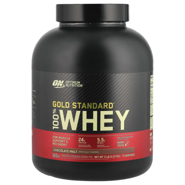 Протеїн сироватковий, 100% Whey Gold Standard, Optimum Nutrition, шоколадний солод, 2.27 кг