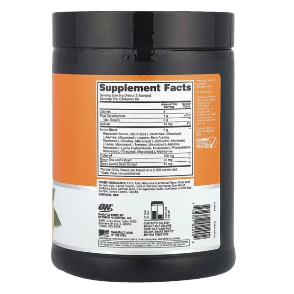 Аміно енергія, Essential Amino Energy, Optimum Nutrition, зі смаком апельсина, 585 г