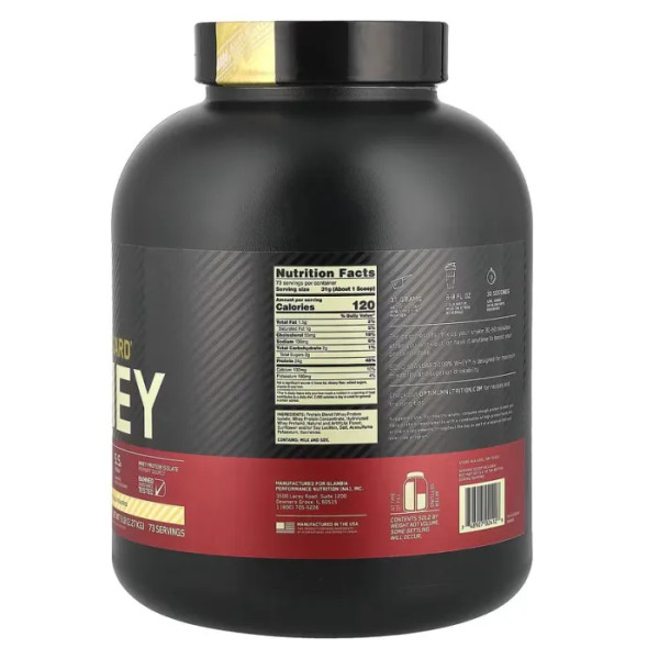 Сывороточный протеин, Gold Standard 100% Whey, Optimum Nutrition, со вкусом французского ванильного крема, 2.27 кг