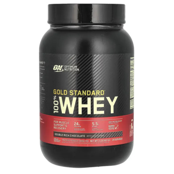 Протеїн сироватковий, Whey Gold Standard, Optimum Nutrition, з насиченим шоколадним смаком, 907 грам