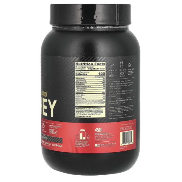 Протеїн сироватковий, Whey Gold Standard, Optimum Nutrition, з насиченим шоколадним смаком, 907 грам