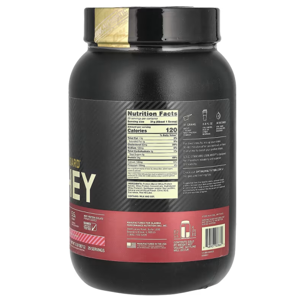 Сироватковий протеїн, Whey Gold Standard, Optimum Nutrition, смачна полуниця, 907 грам