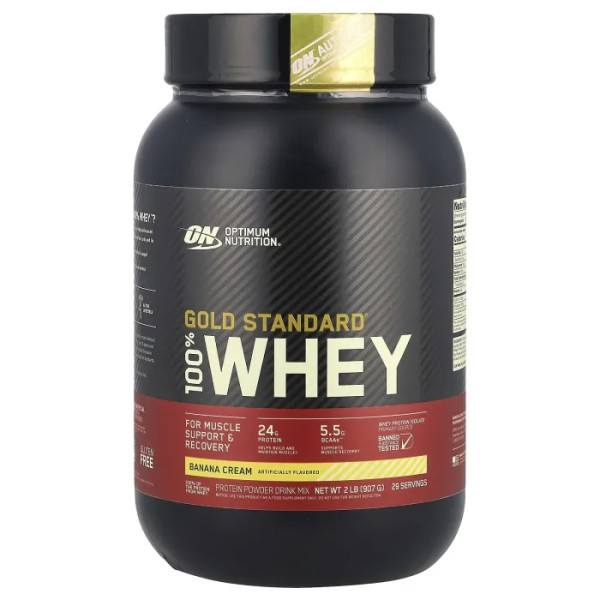 Протеин сывороточный, Gold Standard 100% Whey, Optimum Nutrition, банановый крем, 907 г