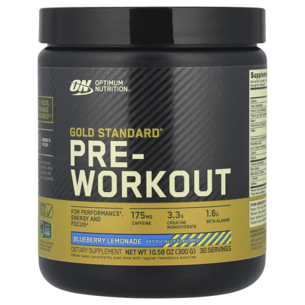 Предтренировочная формула, Pre-Workout, Optimum Nutrition, черничный лимонад, 300 г