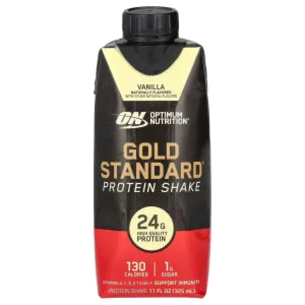Протеїновий коктейль, Gold Standard Protein Shake, Optimum Nutrition, смак ванілі, 4 коробки по 325 мл кожна