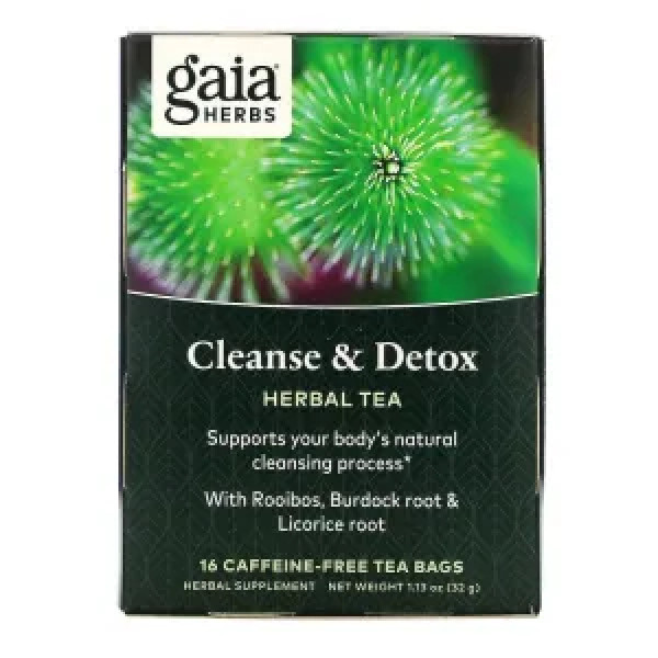 Трав'яний чай детокс, без кофеїну, Cleanse & Detox, Gaia Herbs, 16 пак., 32 г