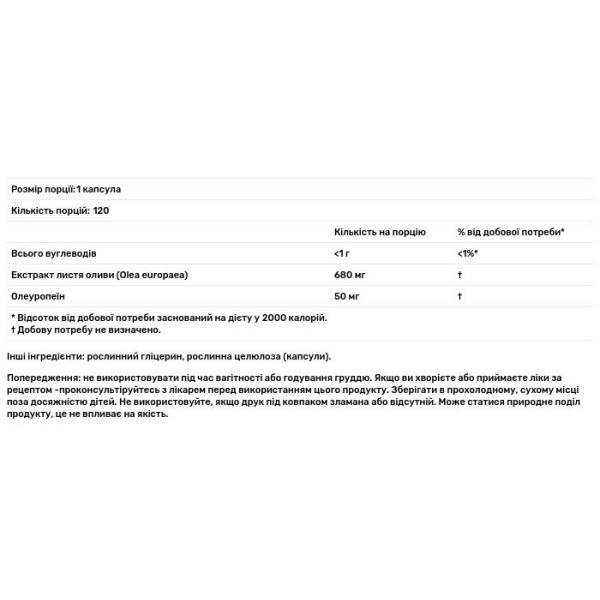 Екстракт листя оливи, Olive Leaf, Gaia Herbs, 120 капсул