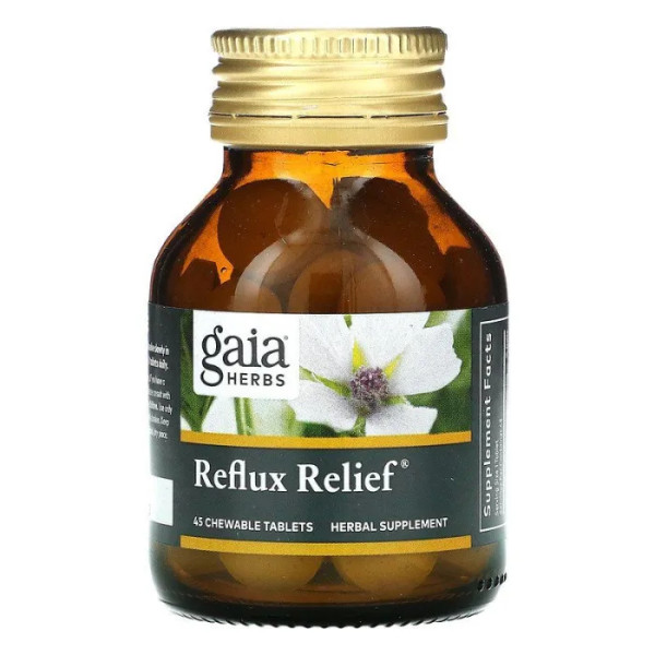 Поліпшення травлення, Reflux Relief, Gaia Herbs, 45 жувальних таблеток