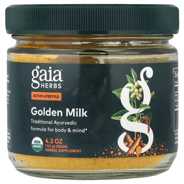 Золоте молоко, суміш куркуми та трав, Golden Milk, Gaia Herbs, органік, 123 г