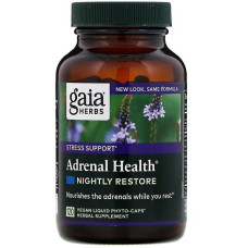 Підтримка надниркових залоз, нічне відновлення, Gaia Herbs Adrenal Health, 120 капсул