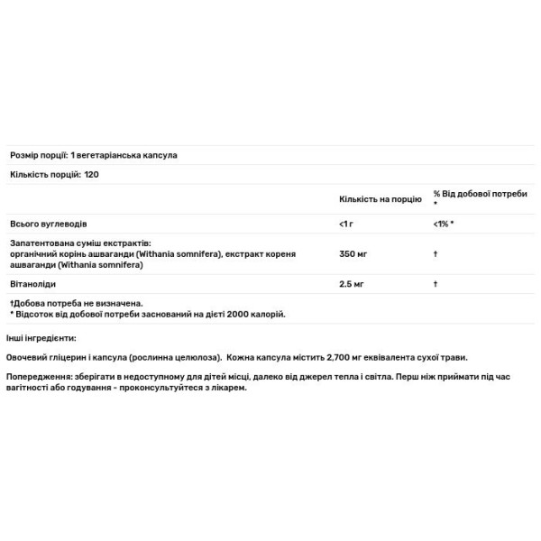 Ашвагандха, екстракт коріння, Ashwagandha Root, Gaia Herbs, 120 капсул