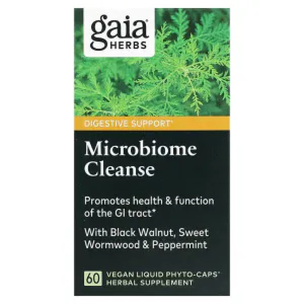 Очищення мікробіома, Microbiome Cleanse, Gaia Herbs, 60 веганських рідких фітокапсул.