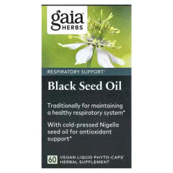 Масло черного тмина холодного отжима, Black Seed Oil Gaia Herbs, 60 веганских жидких фитокапсул