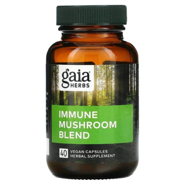 Суміш грибів для імунітету, Immune Mushroom Blend, Gaia Herbs, 40 веганських капсул