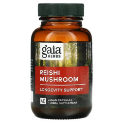 Рейши, Gaia Herbs Reishi Mushroom, 40 веганских капсул