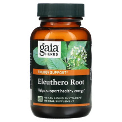 Женьшень, Gaia Herbs Eleuthero Root, 60 фитокапсул