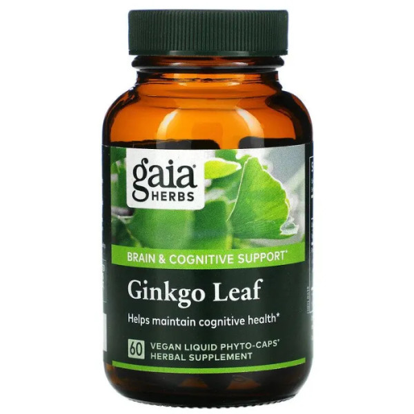 Гінкго білоба лист, Ginkgo Leaf, Gaia Herbs, 60 веганських рідких фіто-капсул