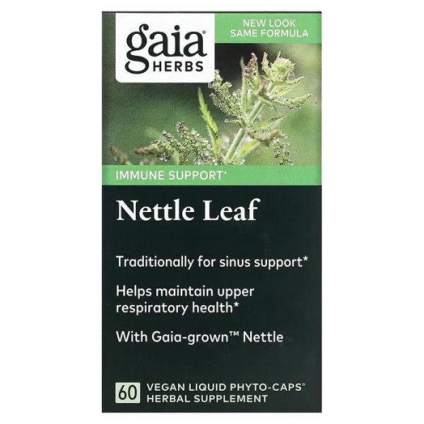 Кропива лист, Nettle Leaf, Gaia Herbs, 60 капсул