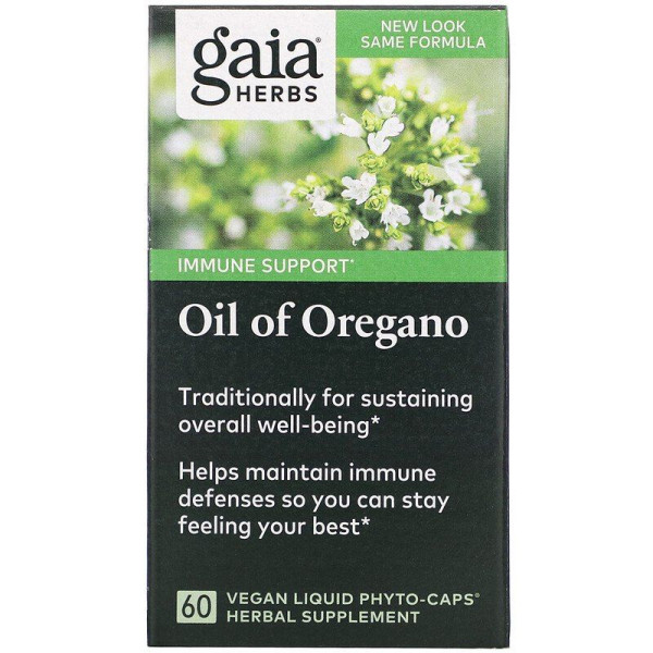 Масло орегано, Oil of Oregano, Gaia Herbs, 60 веганських рідких фіто-капсул