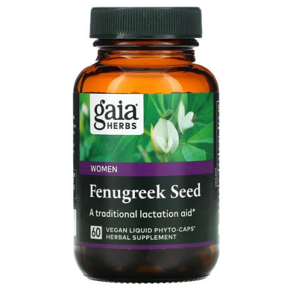 Пажитник, Fenugreek Seed, Gaia Herbs, для женщин, 60 веганских капсул