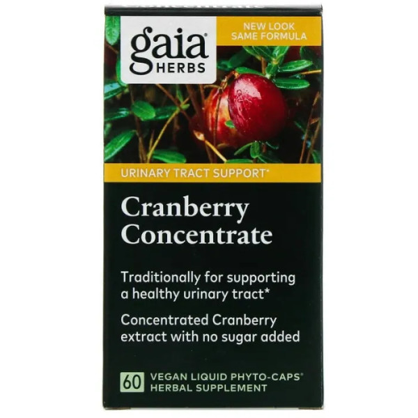 Клюква, Cranberry, Gaia Herbs, концентрат, 60 капсул