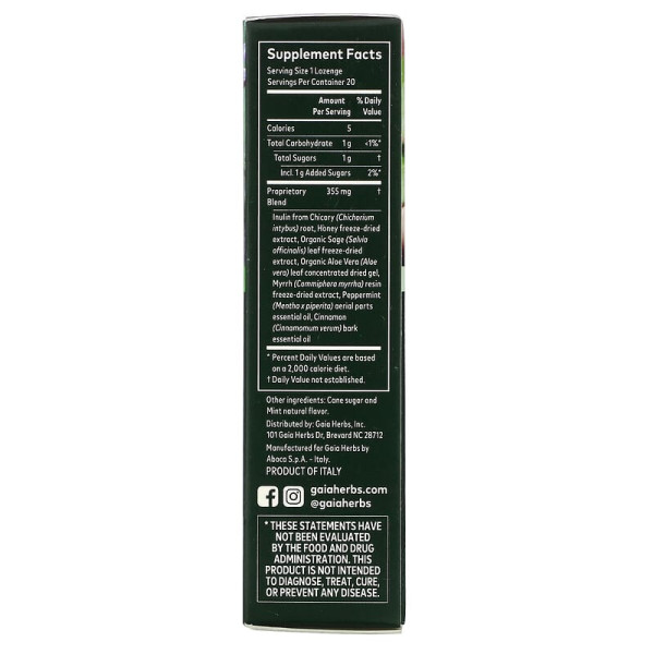 Льодяники від кашлю і болю в горлі (алое), Throat Shield Lozenges, Gaia Herbs, 20 шт.