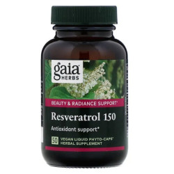 Ресвератрол 150 мг, Gaia Herbs Resveratrol, 50 капсул