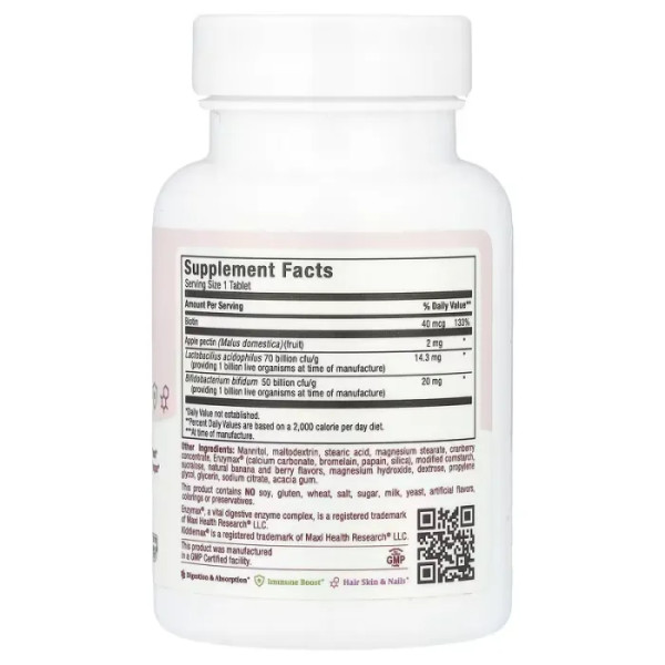 Пробіотики для дітей, KiddieMax Yummie Oraldophilus, Maxi Health, 1 мільярд, з тропічним смаком, 50 жувальних таблеток