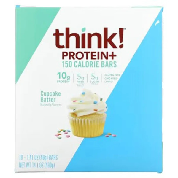 Протеїновий батончик, Protein+ 150 Calorie Bars, Think, капкейк, 10 шт. по 40 г