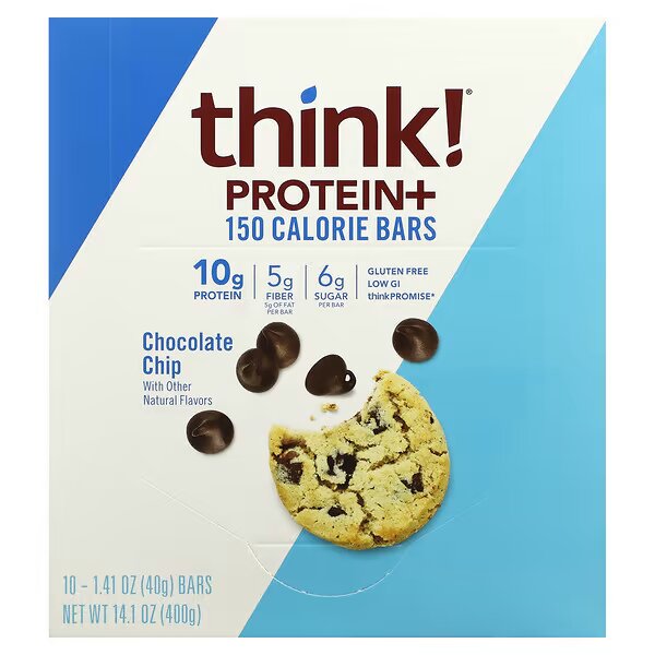 Протеїновий батончик, Protein+ 150 Calorie Bars, Think, шоколадна крихта, 10 шт. по 40 г
