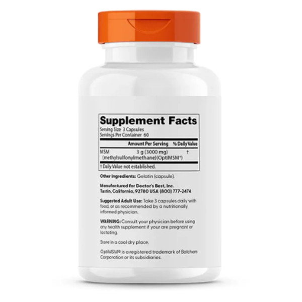 Метилсульфонілметан, МСМ, Best MSM, Doctor's Best, 1000 мг, 180 капсул