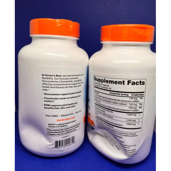 Глюкозамін, хондроїтин, МСМ, Glucosamine Chondroitin MSM, Doctor's Best, 240 капсул
