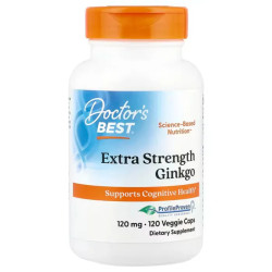 Гінкго Білоба, Doctor's Best Extra Strength Ginkgo, екстрасильний, 120 мг, 120 веганських капсул