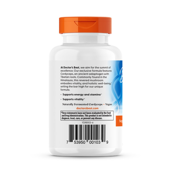 Кордіцепс ультра, Ultra Cordyceps, Doctor's Best, 750 мг, 60 веганських капсул